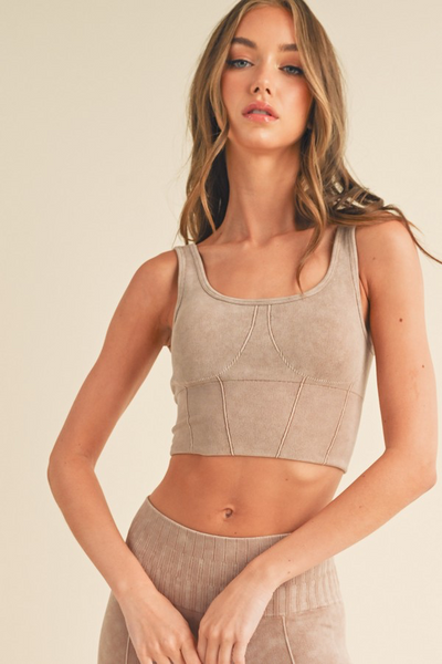 Stonewashed Ribbed Bra